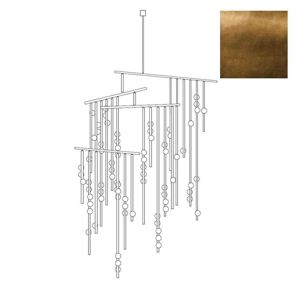 Brass Glass Drop Chandelier