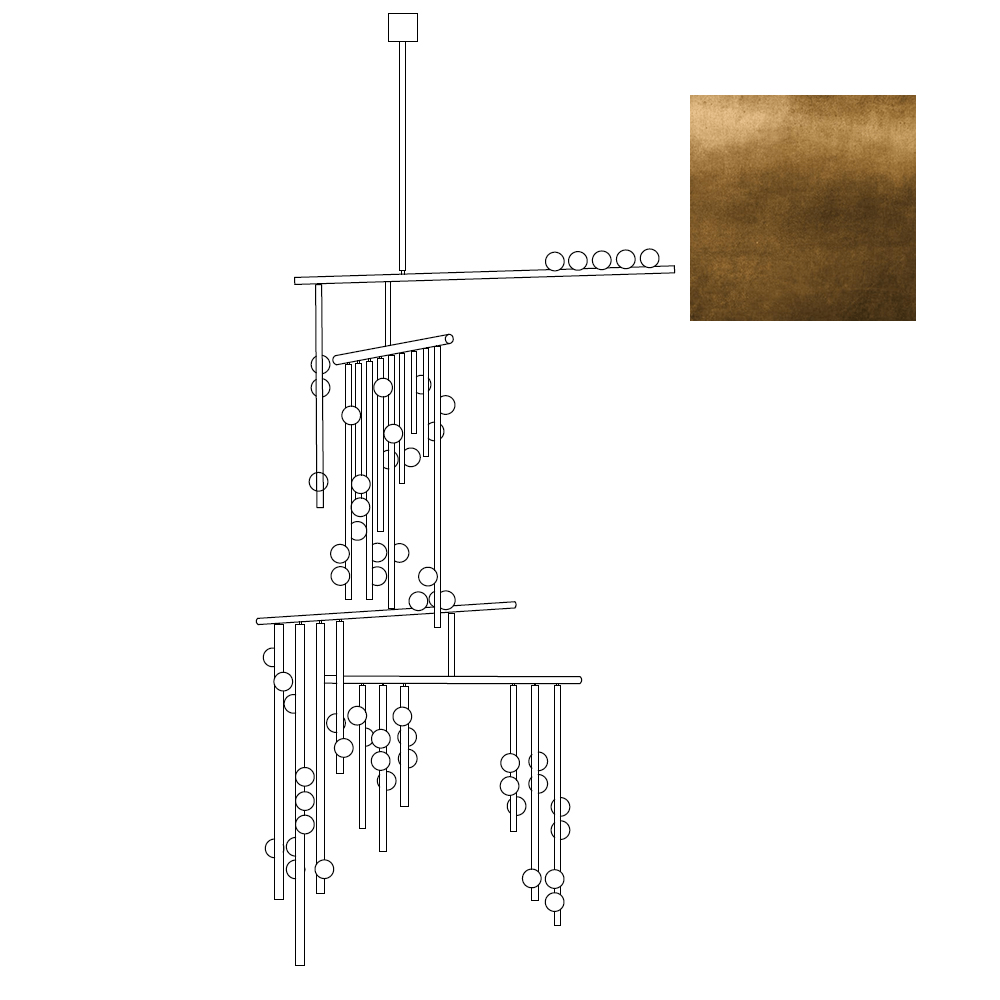 Brass Glass Drop Chandelier
