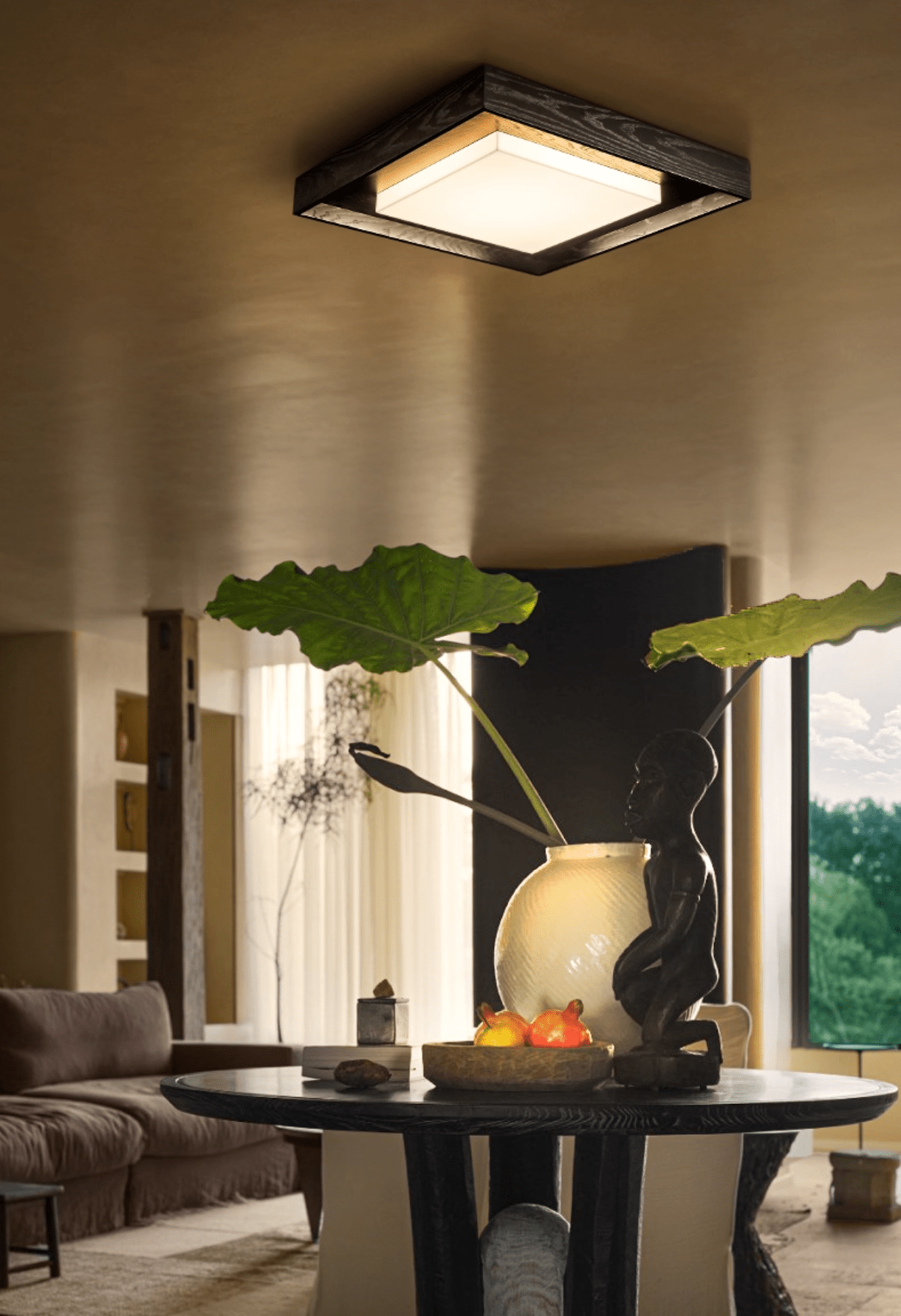 Kurin Wood Frame Ceiling Light