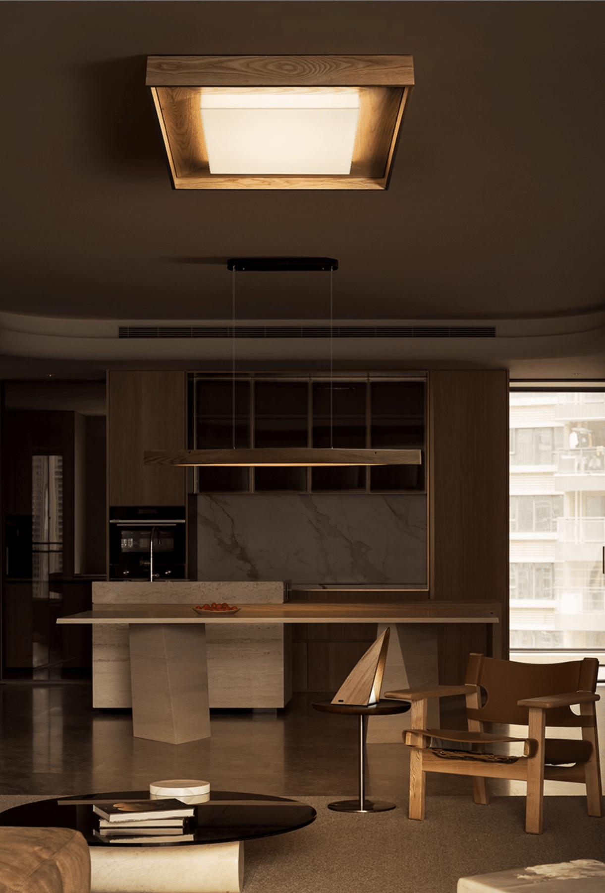 Kurin Wood Frame Ceiling Light