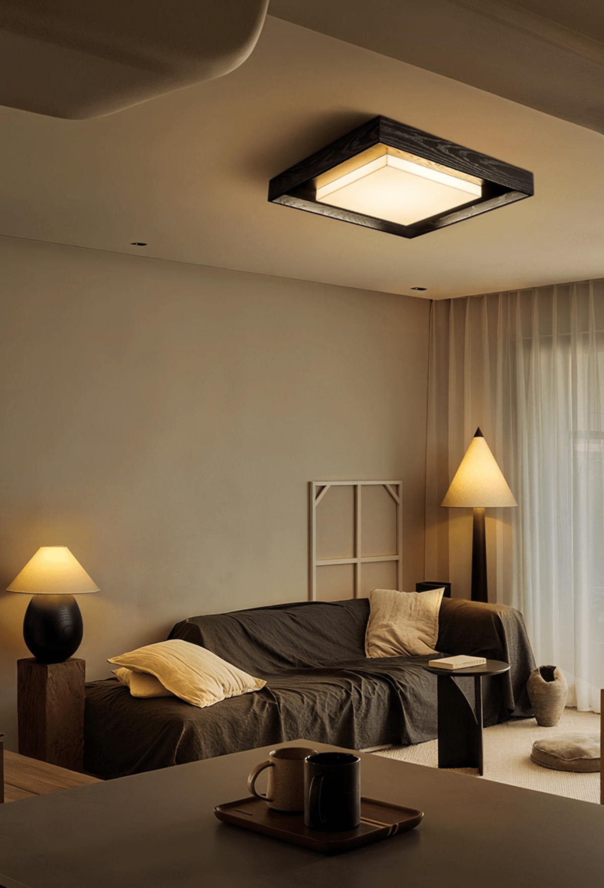 Kurin Wood Frame Ceiling Light