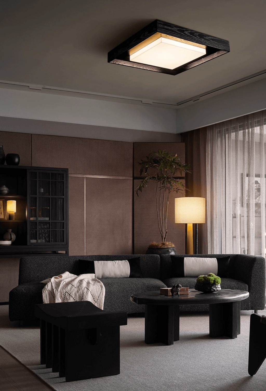 Kurin Wood Frame Ceiling Light