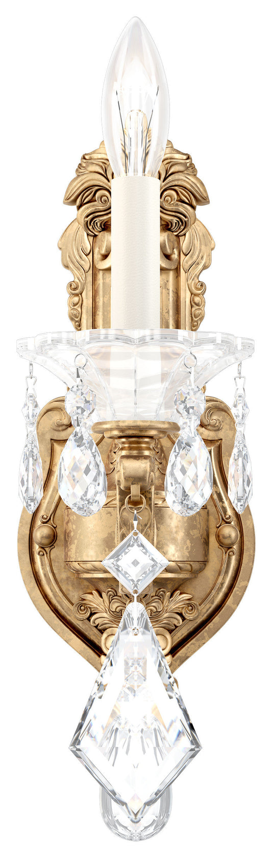 Schonbek 5069-26S, 1 Light Crystal Sconce In French GoldBy Schonbek