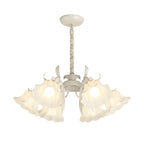 6 Heads Flowers Leaves Three Step Dimming French Style Chandelier Lamp