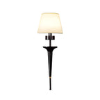 25.98-In H. Gold/Black Copper 1-Light American Wall Sconce with Fabric Shade