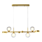 6/8-Light 3step Dimming Glass Ball LED Long Dining Room Chandelier