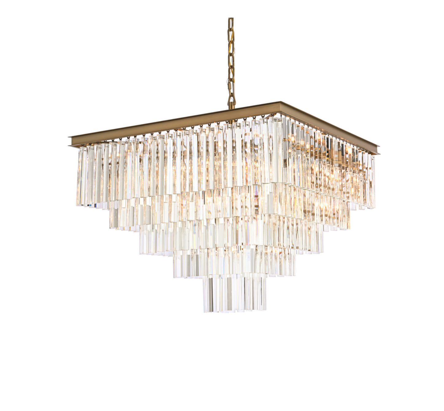 Elegant Lighting 1201S34 Sydney 21 Light 34"W Crystal Waterfall - Satin GoldBy Elegant Furniture & Lighting
