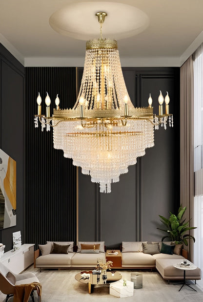 Opio | Classical Large Crystal Candle Ceiling Chandelier, Gold, Dia23.6" H34.6", Non-Dimmable, Warm LightBy Miron Demid LLC