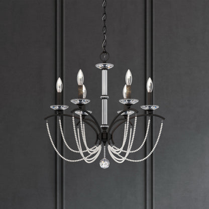 Priscilla 23.5x23.5" 6 Light Chandelier, Black Matte, In White PearlBy Schonbek