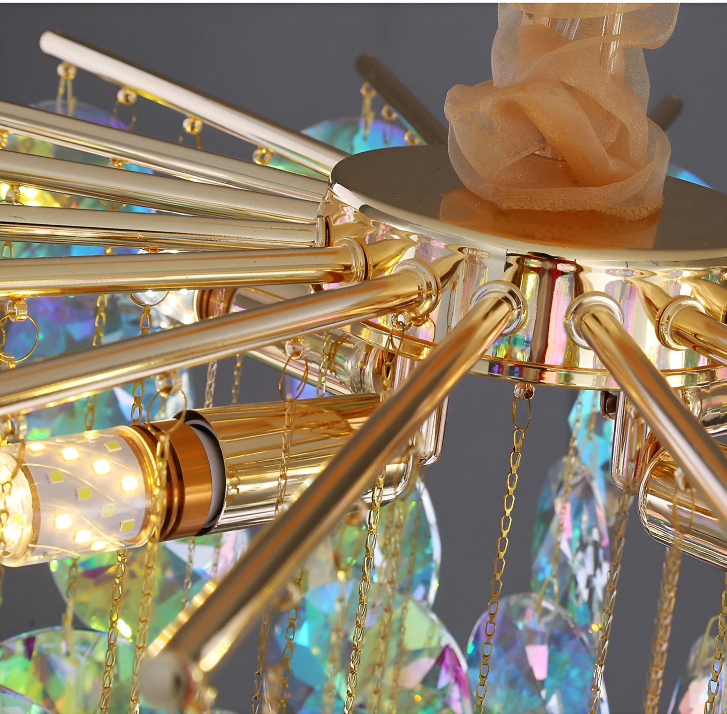 Bonifacio | Colorful Iridescent Crystal Chandelier, 31.5''By Miron Demid LLC