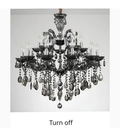 Zenevredo | European-Style Retro Crystal Candle Shape Chandelier, Amber, 15 HeadsBy Miron Demid LLC