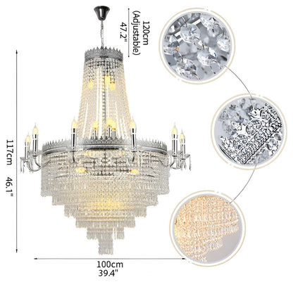 Opio | Classical Large Crystal Candle Ceiling Chandelier, Gold, Dia23.6" H34.6", Non-Dimmable, Warm LightBy Miron Demid LLC