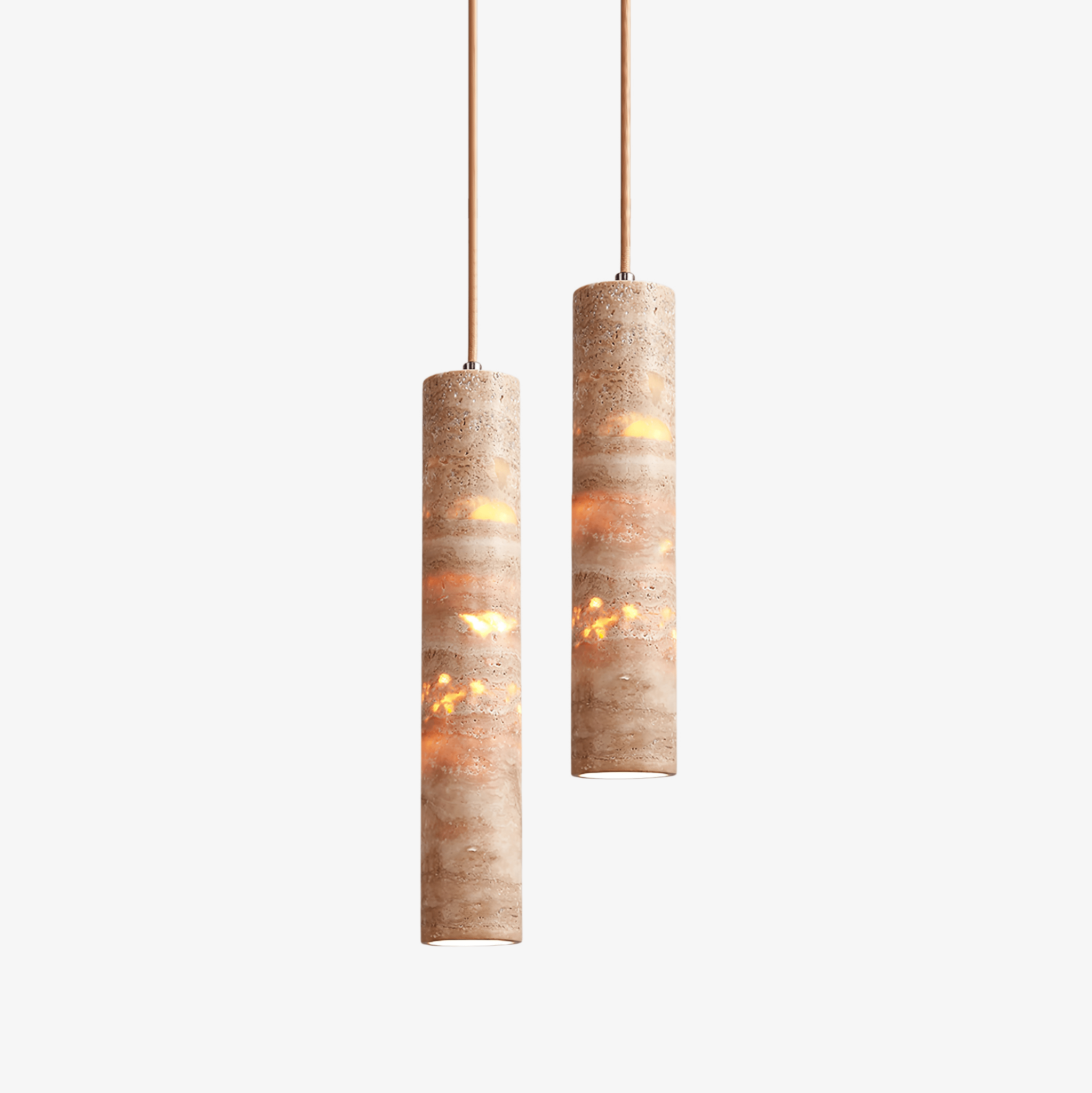 Cylindrical Travertine Pendant Light
