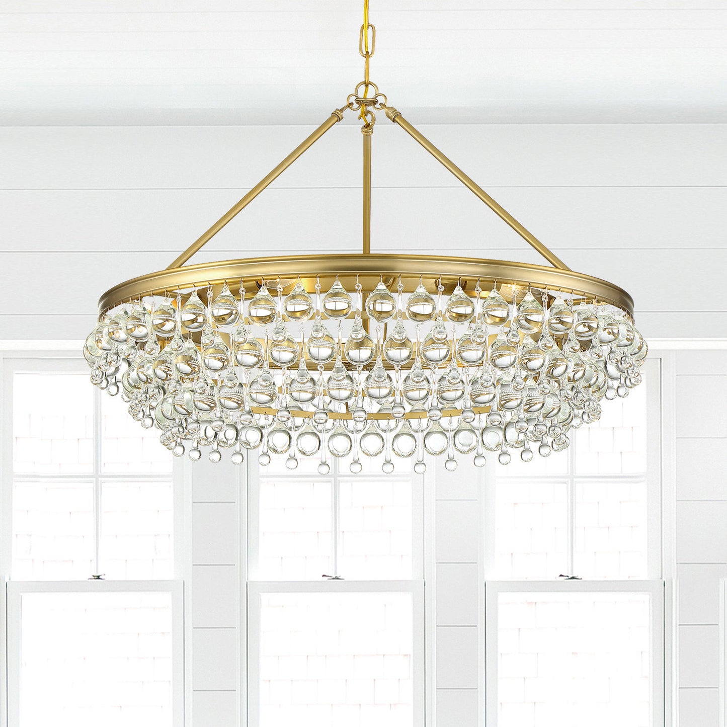Calypso 6 Light Crystal Teardrop Vibrant Gold ChandelierBy Crystorama Lighting