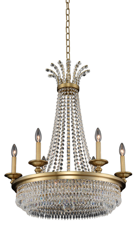Allegri 033970044FR001 Six Light Chelier Tavo Winter BrassBy Allegri Crystal by Kalco Lighting