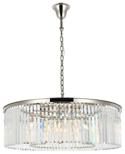 Elegant Lighting 1238G43/RC Sydney 10 Light 44"W Crystal Drum - Matte BlackBy Elegant Furniture & Lighting