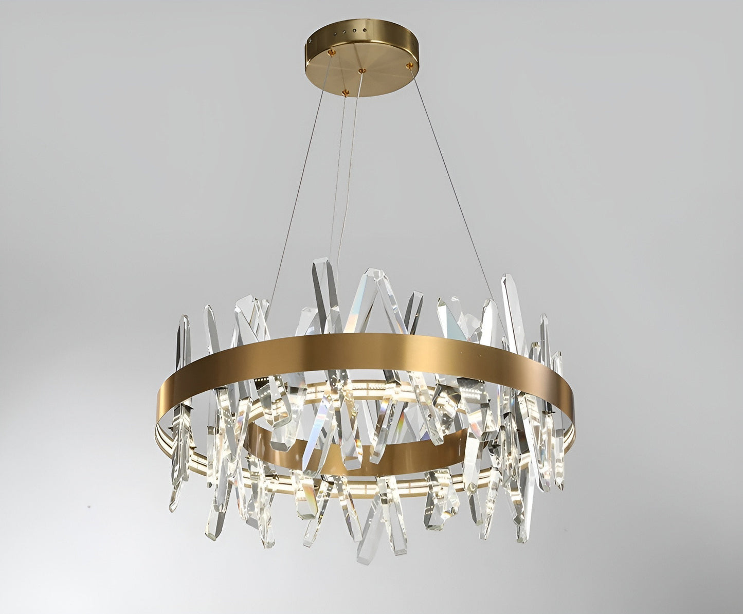 Zaccanopoli | Creative Gold Round Crystal Chandelier for Living Room, 31,5"By Miron Demid LLC