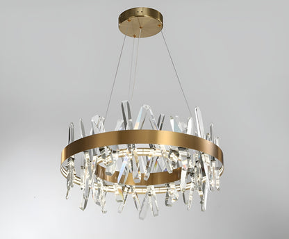 Zaccanopoli | Creative Gold Round Crystal Chandelier for Living Room, 31,5"By Miron Demid LLC