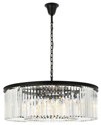 Elegant 1238G43MB/RC Sydney 10-Light Matte Black Chandelier ClearBy Elegant Furniture & Lighting