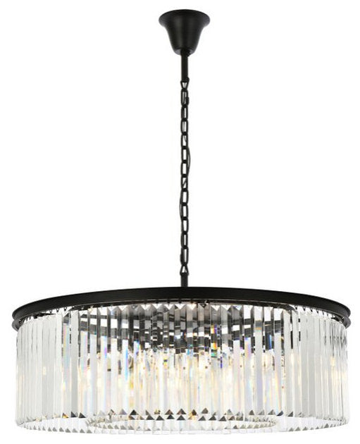 Elegant 1238G43MB/RC Sydney 10-Light Matte Black Chandelier ClearBy Elegant Furniture & Lighting