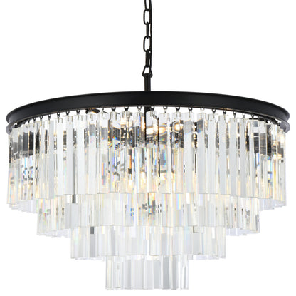 Elegant Lighting 1201D32/RC Sydney 17 Light 32"W Crystal - Matte BlackBy Elegant Furniture & Lighting