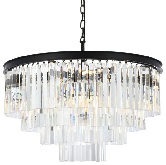 Elegant Lighting 1201D32/RC Sydney 17 Light 32"W Crystal - Matte BlackBy Elegant Furniture & Lighting
