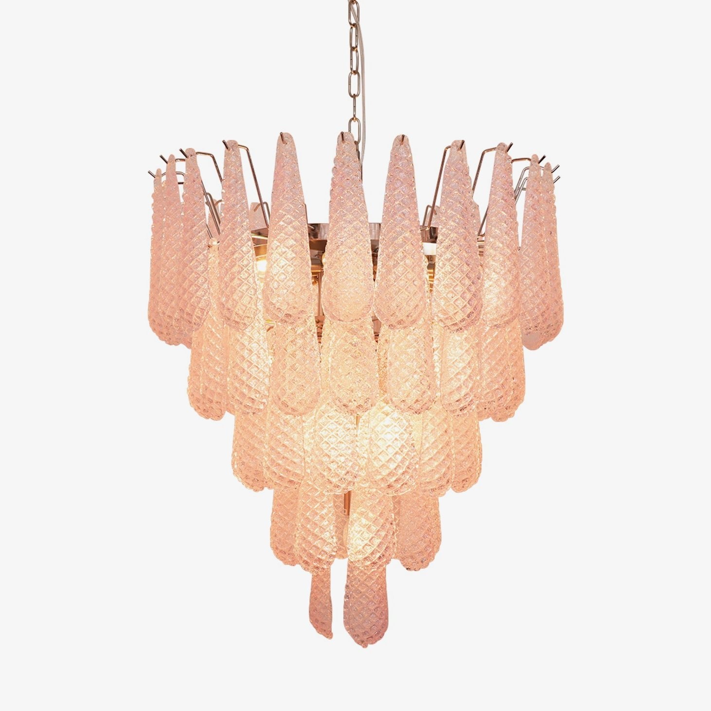 Murano Pink Glass Dewdrop Chandelier