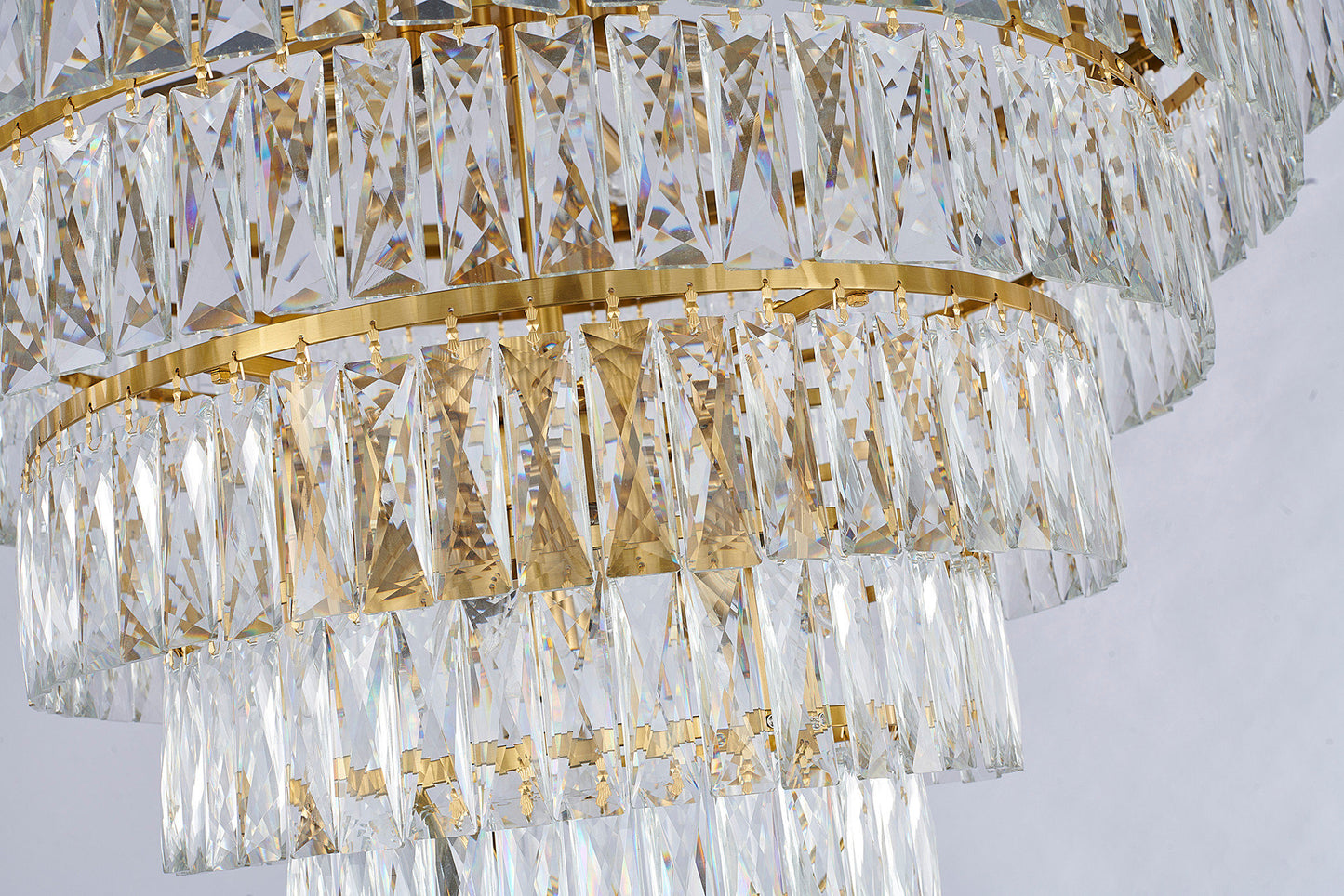 36" 27-Light Gold Metal 8-Tier Chandelier With Clear CrystalsBy Design Living