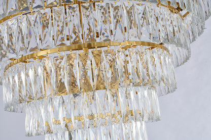 36" 27-Light Gold Metal 8-Tier Chandelier With Clear CrystalsBy Design Living