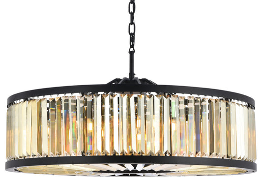 Elegant Lighting 1233G43-GT/RC Chelsea 10 Light 44"W Crystal Drum - Matte BlackBy Elegant Furniture & Lighting