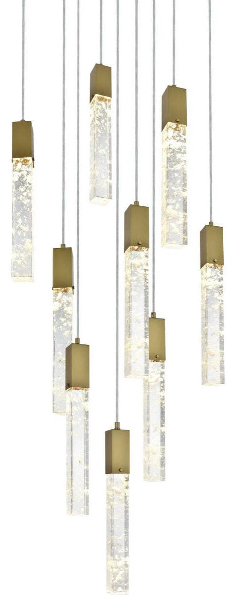 Aurora 9 Light Pendant, Satin GoldBy Elegant Furniture & Lighting