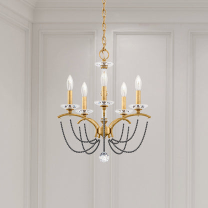 Priscilla 18x22" 5 Light Chandelier, Heirloom Gold, In Dark Gray PearlBy Schonbek