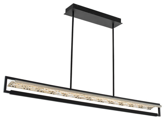 Allegri 036962-FR001 Capuccio 59"W LED Crystal Linear Chandelier - Matte BlackBy Allegri Crystal by Kalco Lighting
