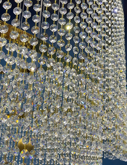 Falicon | Golden/Chrome Crystal Circular Spiral Chandelier, Chrome, Dia 39.4xh118.1", Non-Dimmable, Cool LightBy Miron Demid LLC