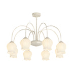 8 Heads Pastoral Bell Orchid Flowers 3 Step Dimming French Style Chandelier