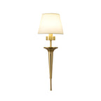 25.98-In H. Gold/Black Copper 1-Light American Wall Sconce with Fabric Shade