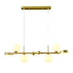 6/8-Light 3step Dimming Glass Ball LED Long Dining Room Chandelier
