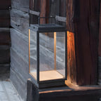 Modern 11-In Glass LED Portable Outdoor Lanterns - Hardwired