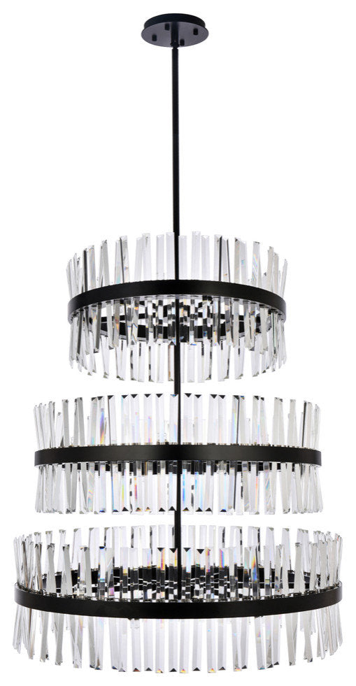 Elegant Lighting 36" 3 Tiers Crystal Round Chandelier LightBy Elegant Furniture & Lighting