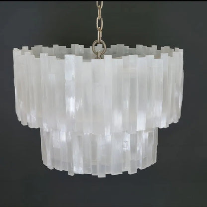 Selenite Chandelier, 3 Tiers, 30" W x 30" HBy Akari Lanterns
