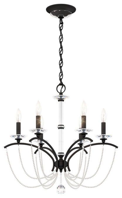 Priscilla 23.5x23.5" 6 Light Chandelier, Black Matte, In White PearlBy Schonbek