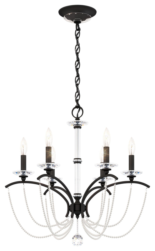 Priscilla 23.5x23.5" 6 Light Chandelier, Black Matte, In White PearlBy Schonbek