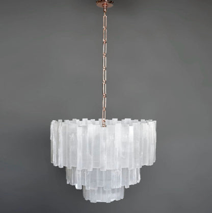 Selenite Chandelier, 3 Tiers, 30" W x 30" HBy Akari Lanterns