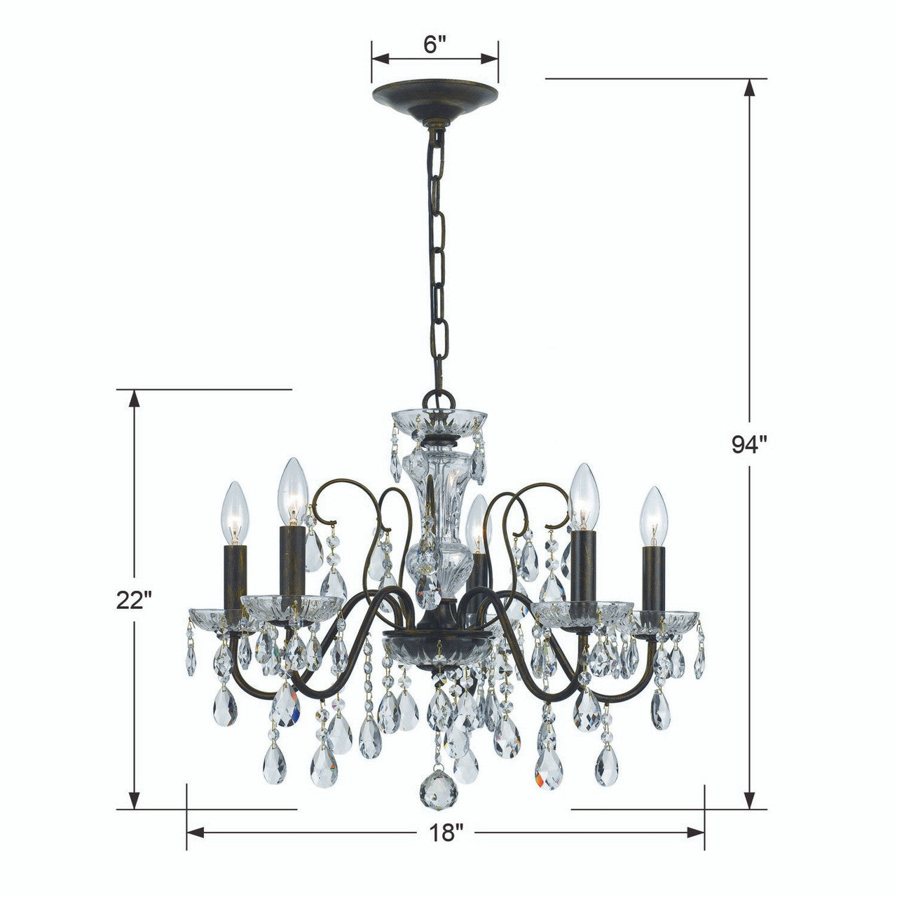 La Scala Chandelier, 8-Light, Antique Silver, Clear Heritage Crystal, 25"W (5073-48 1T4Q7)