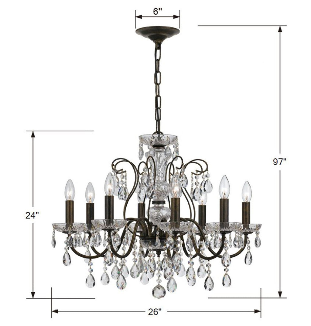 Century Chandelier, 6-Light, Polished Silver, Clear Heritage Crystal, 21"W (1705-40 1A2CE)