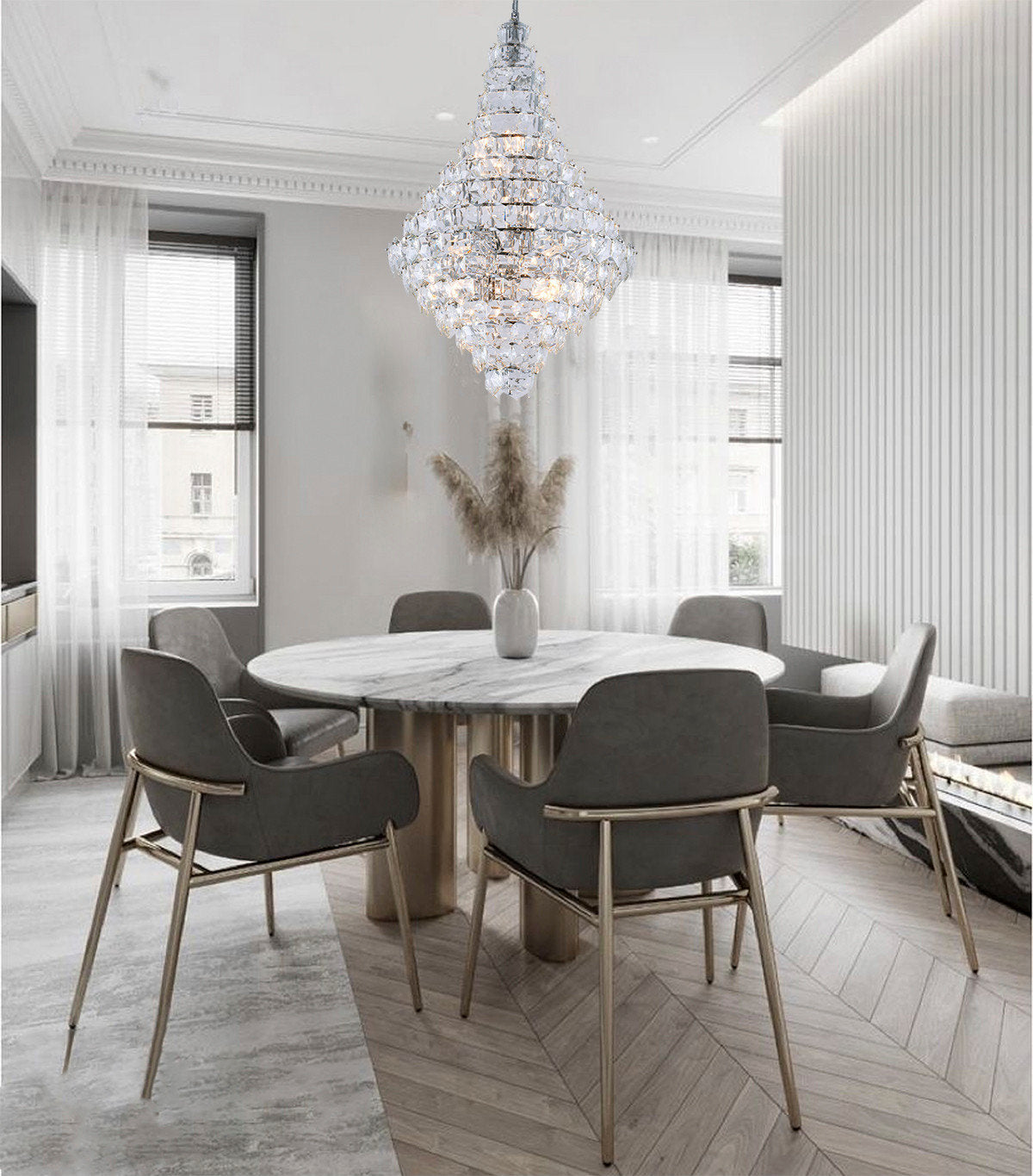 27-Light Chrome Crystal ChandelierBy Design Living