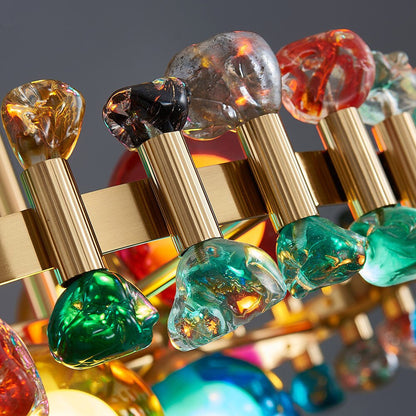 Kloten | Modern Drum Colorful Crystal Chandelier for Living Room, Colorful Crystal, 8 Bulbs - Dia23.6"By Miron Demid LLC
