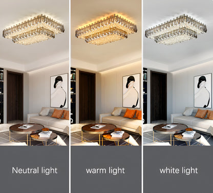 Acciano | Modern Rectangular Crystal LED Chandelier, L39.4xw27.5xh12.9", Cool LightBy Miron Demid LLC