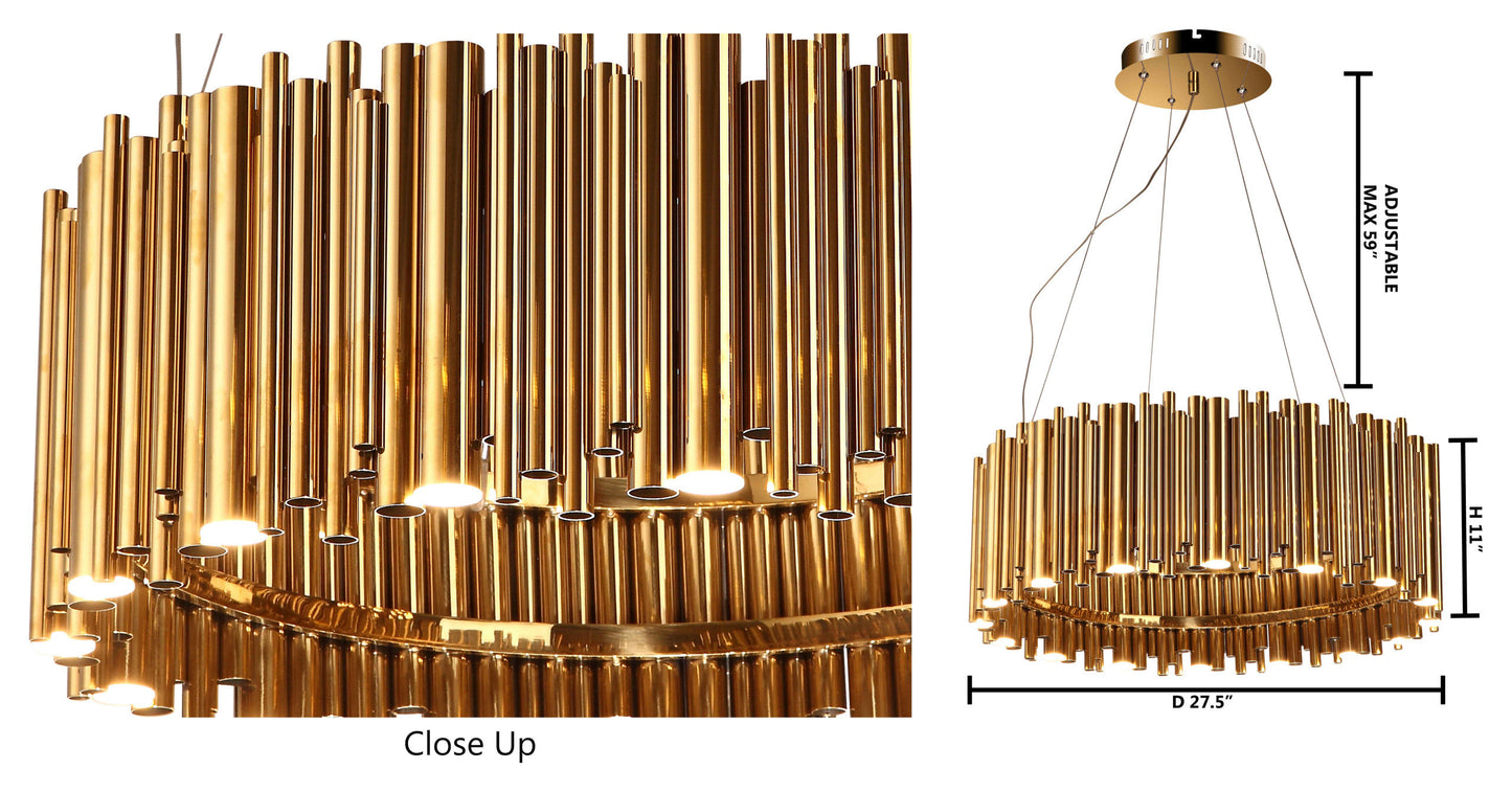 Gold Stainless Steel Rod Light Fixture With LED DownlightBy Design Living