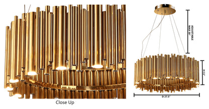 Gold Stainless Steel Rod Light Fixture With LED DownlightBy Design Living